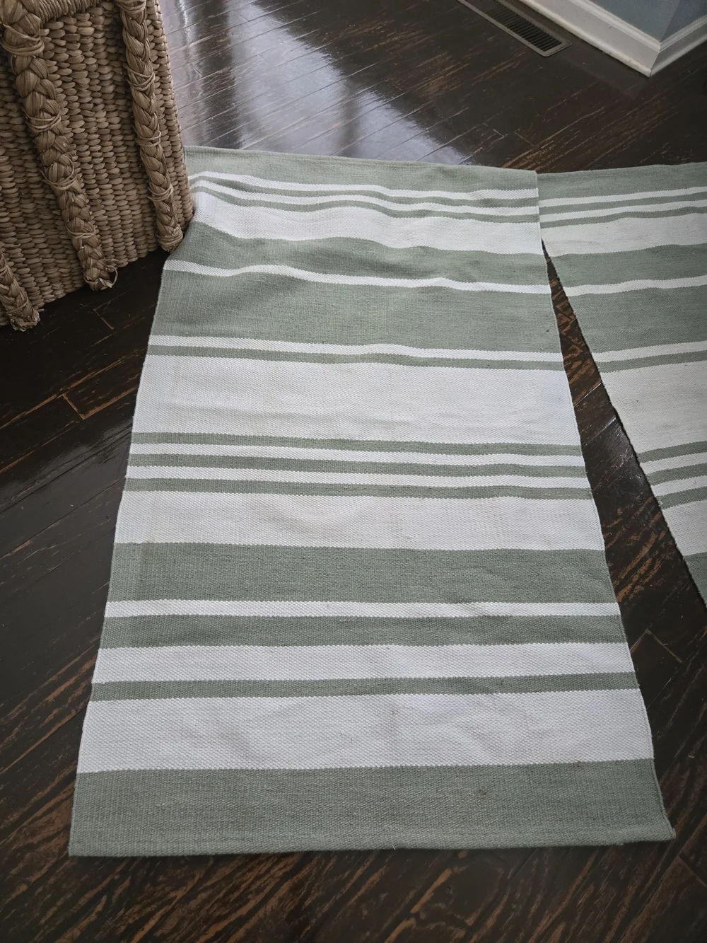 2-Grandin Road Sage Green & White Layering Rug 3x5